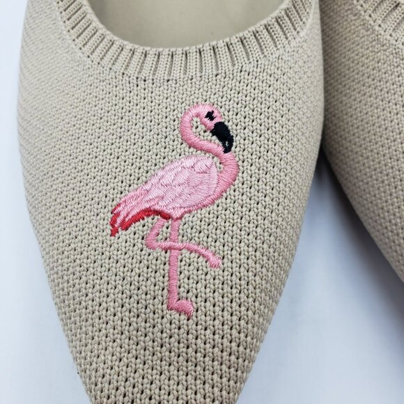 VIVAIA Flamingo Pointed Toe Flats 41.5 Womens Ballet Toe Slip On Almond Tan - Picture 6 of 9